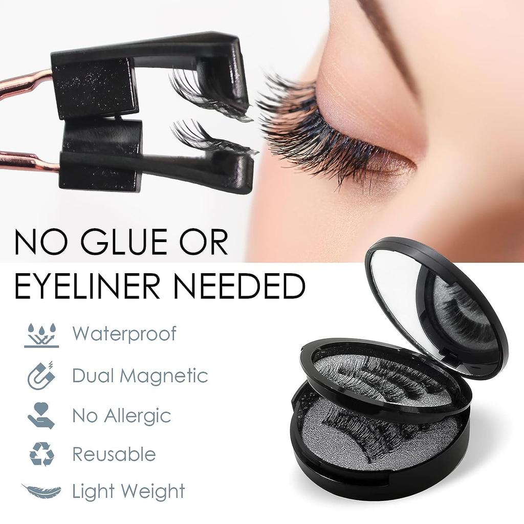 Magnetic Eyelashes, Reusable Magnetic Lashes Natural Look, with Applicator, Easy To Wear & No Glue Needed