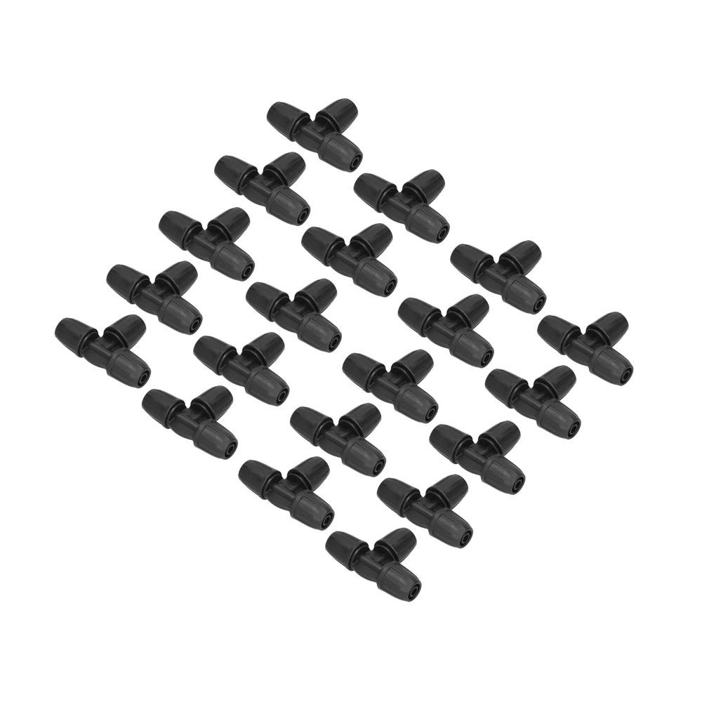 20PCS Plastic Drip Irrigation Tee Connector Black 5/16 Inch Drip Tee  Garden Irrigation