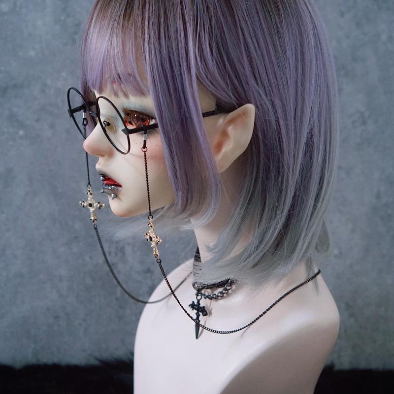 Handmade Cross Glasses Chain Dark Subculture Gothic Middle Two Retro Luo~ Niche Design Sense Spice Girl Glasses Chain
