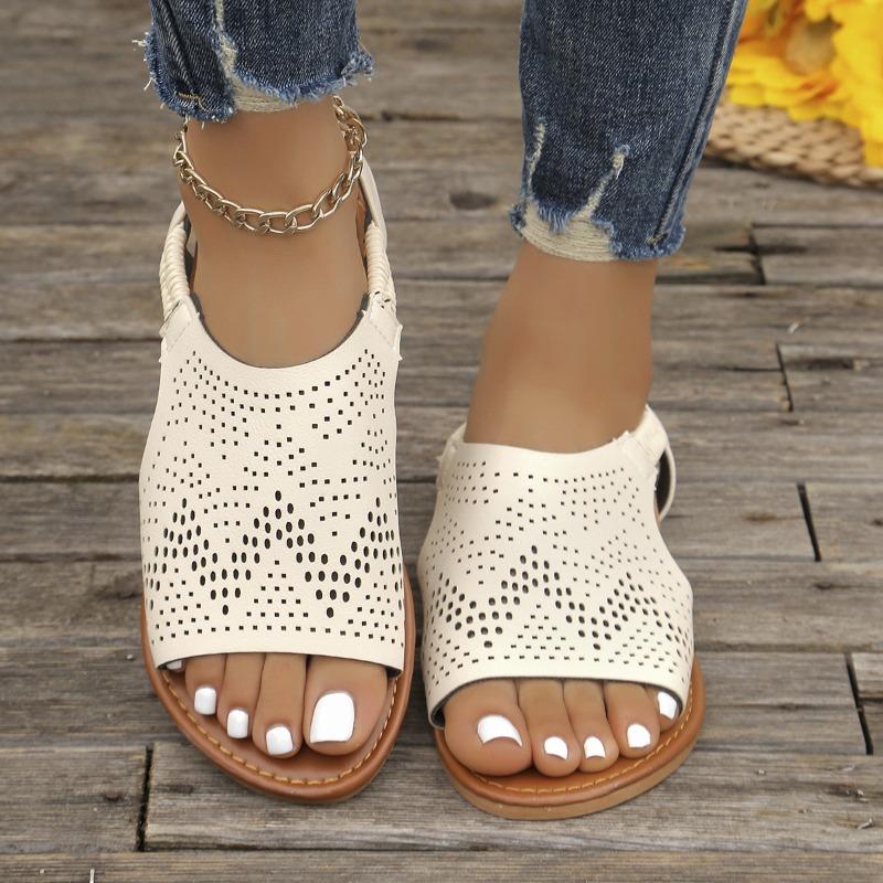 Women's Flat Sandals Women's Spring and Summer New Open Toe Fashion Beach Shoes Low Heel Comfortable Large Size Sandals