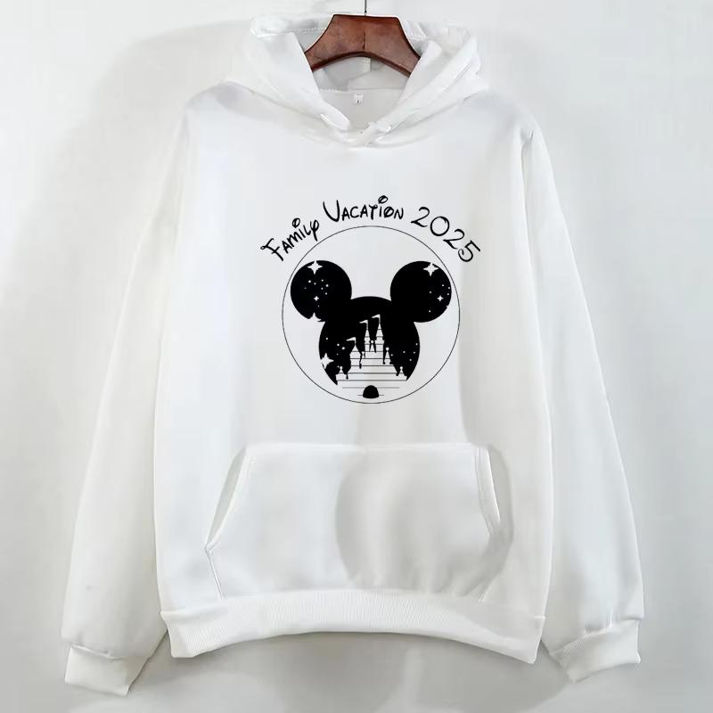 Disney 2025 Trip Printed Hoodies Fashion Female Casual Clothing Long Sleeve White Pullover Kawaii Cartoon Graphic Sweatshirt