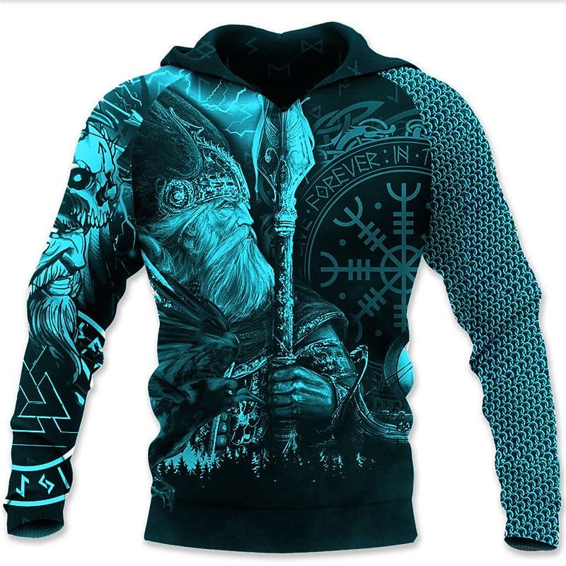 Men's Viking Warrior Graphic Prints Viking Hoodie Hoodies Sweatshirt Daily Classic Casual Long Sleeve