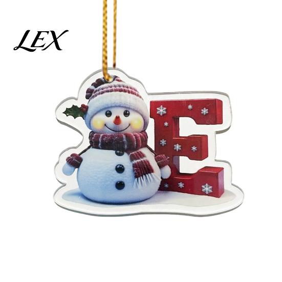 Indoor Outdoor Holiday Decorations 26 Letter Christmas Ornaments, 2D Flat Snowman Hanging Decoration, Acrylic A-Z Festive Home Decor Supplies Alphabet