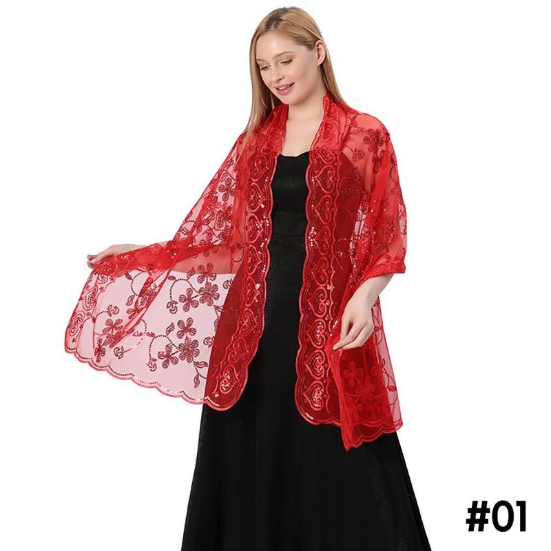 Sequ Shawl Wraps for Evening Dresses Wedding Decoration Scarf Elegant Hijab Cover for Ramadan Festivals Women's Modest Fashion Floral Shawl