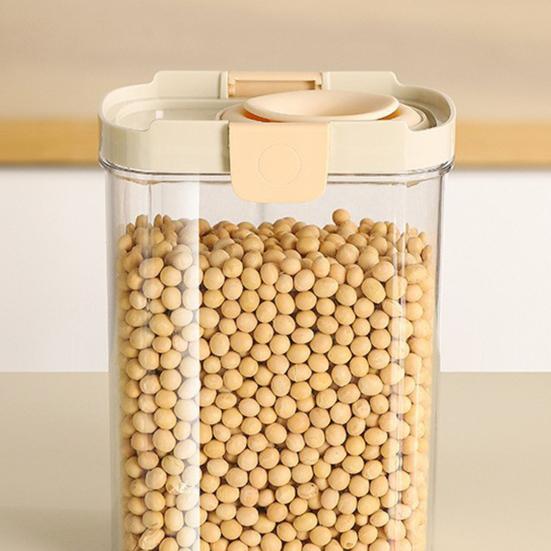 Airtight Food Container Clear Sealed Storage Box with Lid Stackable Grain Canister for Nuts Beans Spices Kitchen Cabinet Pantry Organization