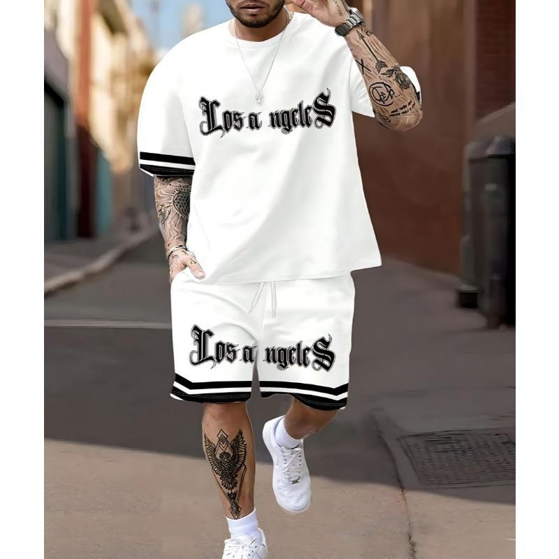 

Summer New Outdoor Leisure Set Men s 3D Printed Breathable Round Neck T-shirt and Shorts Set 6XL