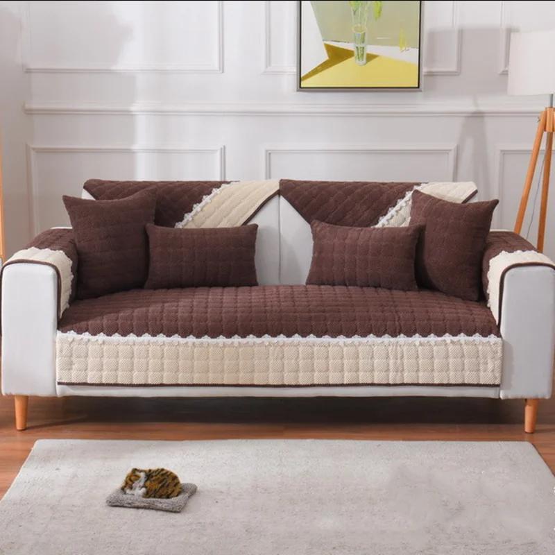 Cotton Linen Fabric Sofa Seat Couch Solid Color Sectional Covers Sofa Towel for Living Room Home Corner Sofa Towel