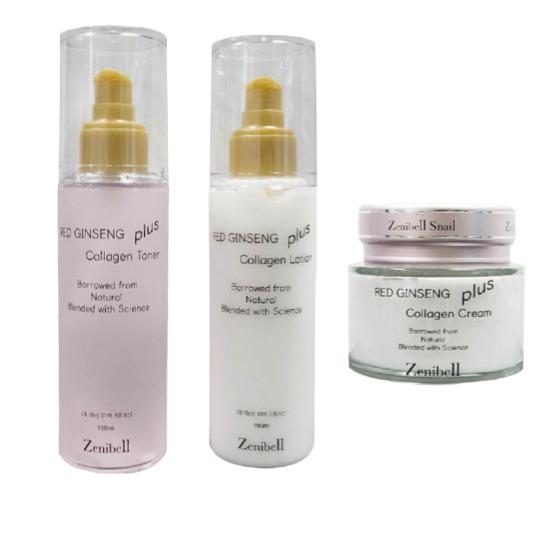 

Jenibell Red Ginseng Plus Collagen 3-Piece Skincare Set – Toner, Emulsion & Cream (With Travel Size Gift) Jenibell Red Ginseng Plus Collagen 3-Piece Skincar