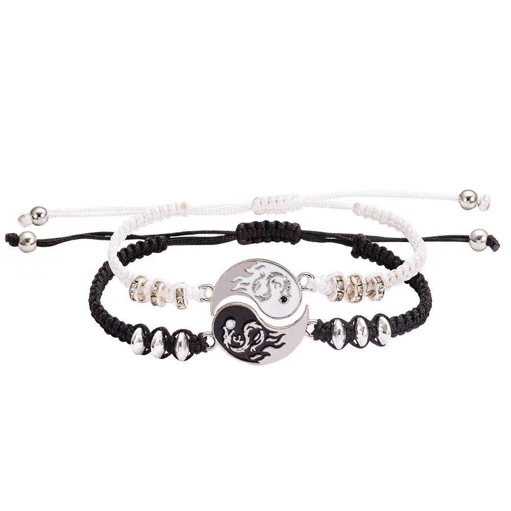 Alloy Tai Chi Bagua Hand-Woven Couple Bracelet Set