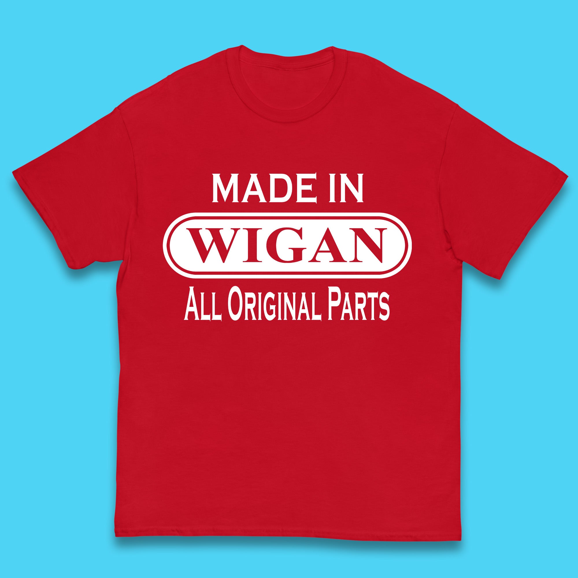 Made In Wigan All Original Parts Vintage Retro Birthday Town In Greater Manchester, England Gift Kids T Shirt 110