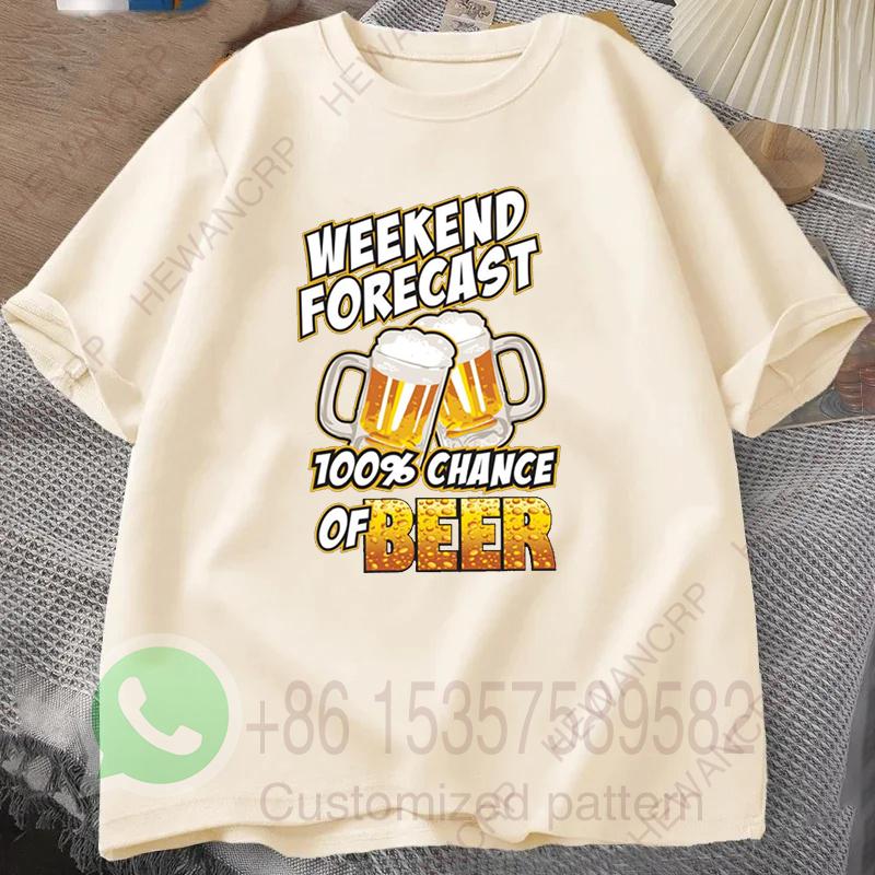 Weekend Forecast Mens Tshirt Summer Tracksiut Roundneck Pullovers Shortsleeved Harajuku Cotton Sweatshirt Casual Streetwear