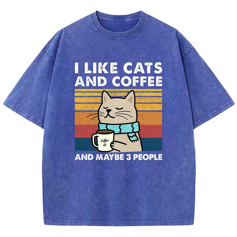 I Like Cats And Coffee Printing Women Wash Clothes Casual Fashion Tshirts Soft Breathable Tee Tops Cool Summer T Shirts FeUnisex
