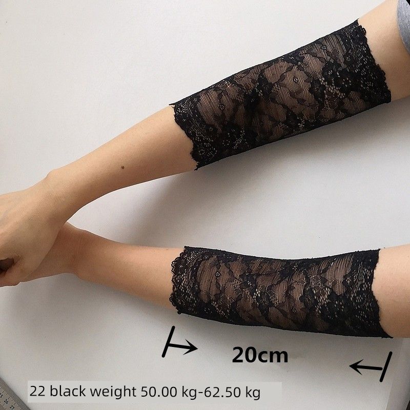 

Весенне-осенние кружевные рукава до локтя, весенне-летние рукава для рук для женщин, для помещений с кондиционером, налокотники, защита для рук, сокрытие шрамов, татуировки, перчатки для защиты от солнца Black H22 a double single layer One size