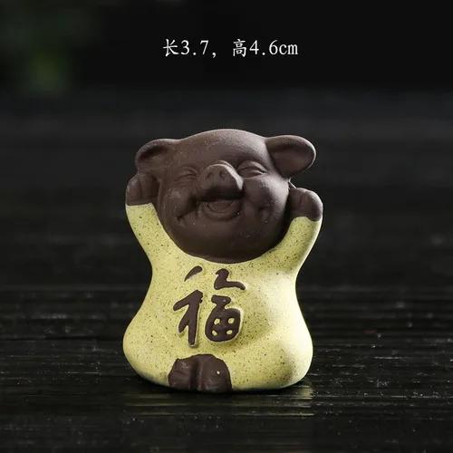 Creative and cute ceramic purple sand tea pet decorations, flower pots, tea ceremony, car mounted Zen decorations Artificial