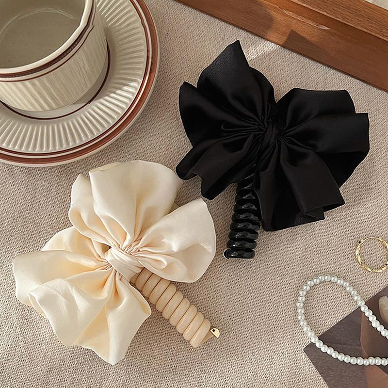 Fashion Bow Telephone Wire Hair Loop Spiral Coil Hair Rope High Elastic Bubble Braid Elastic Hair Bands Elegant Hair Accessories