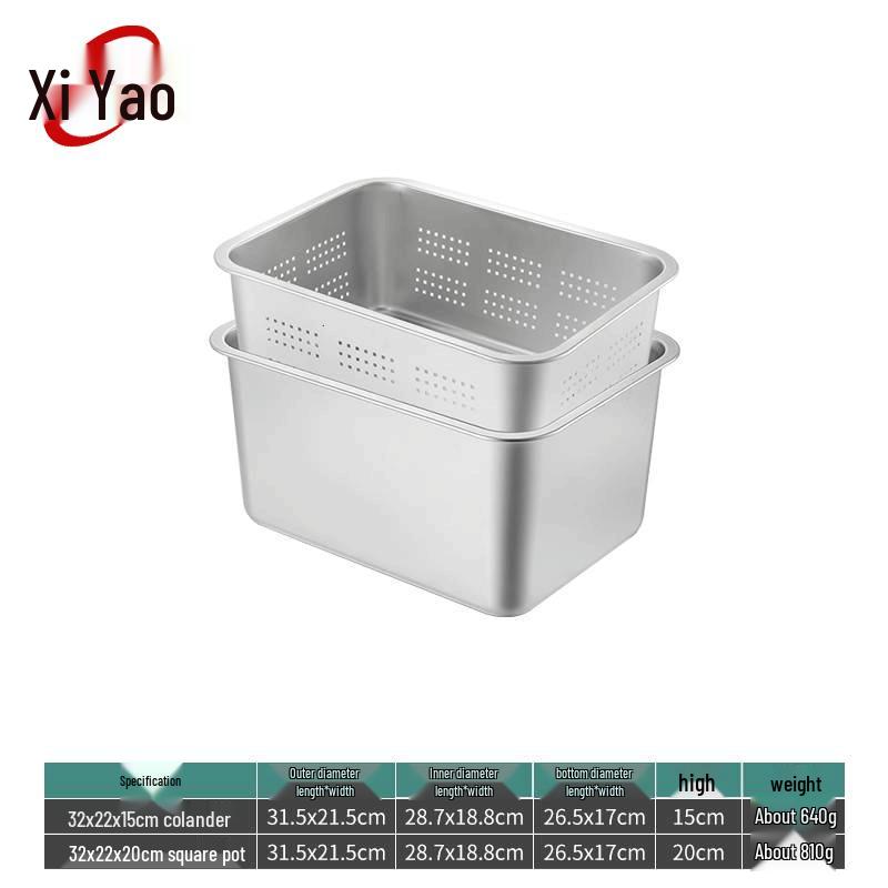 Xiyao 304 Stainless Steel Deep Rectangular Drain Basin Set