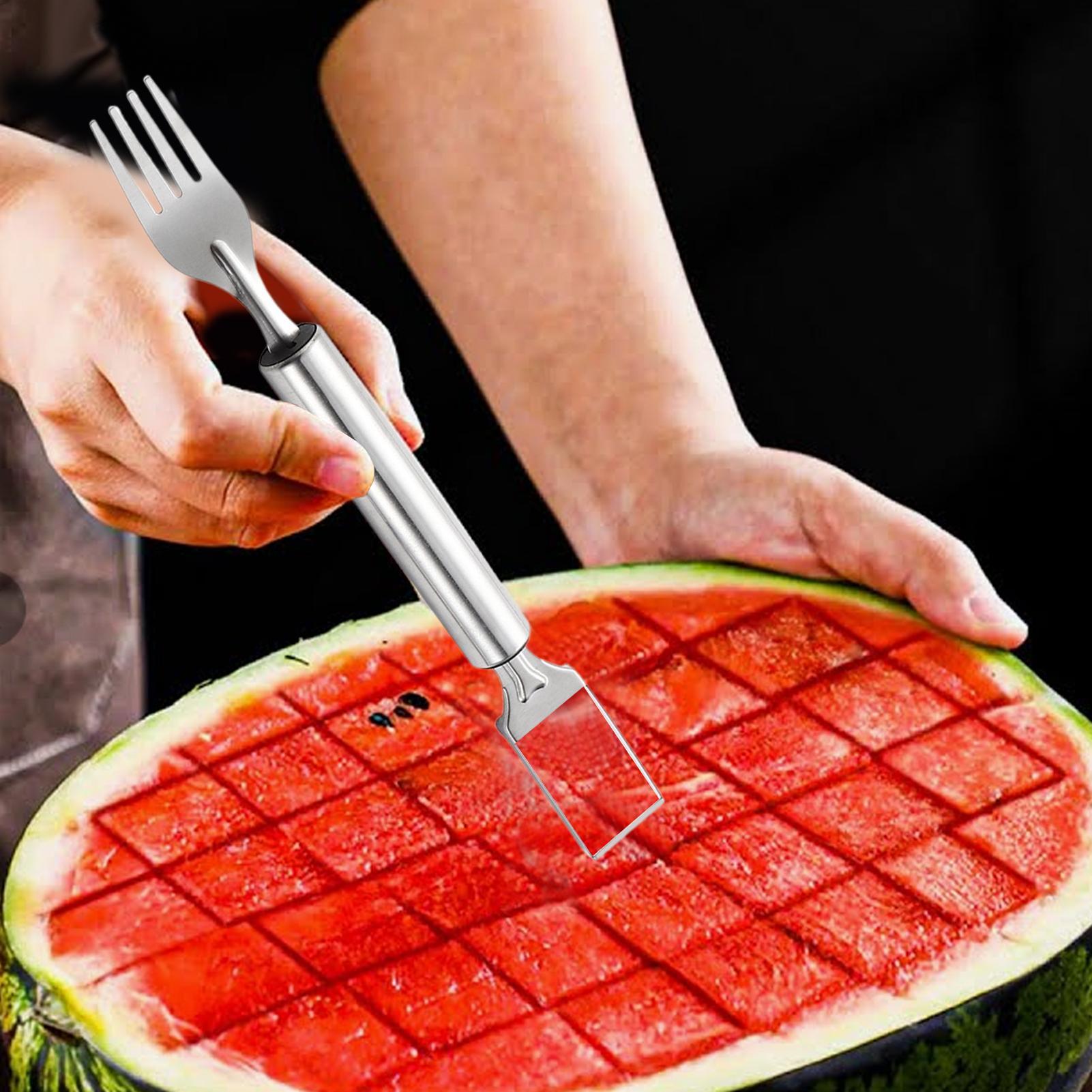 Portable 2In1 Watermelon Slicer Fork Watermelon Slicer Cutter Knife Stainless Steel Kitchen DualHead Fruit Cutter CN
