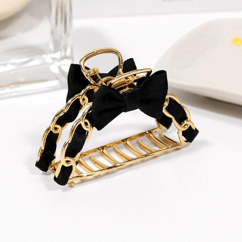 Hair Claw Elegent Girl Large Metal Claw Clip for Thick Hair with Small Bow Korean Style for Women