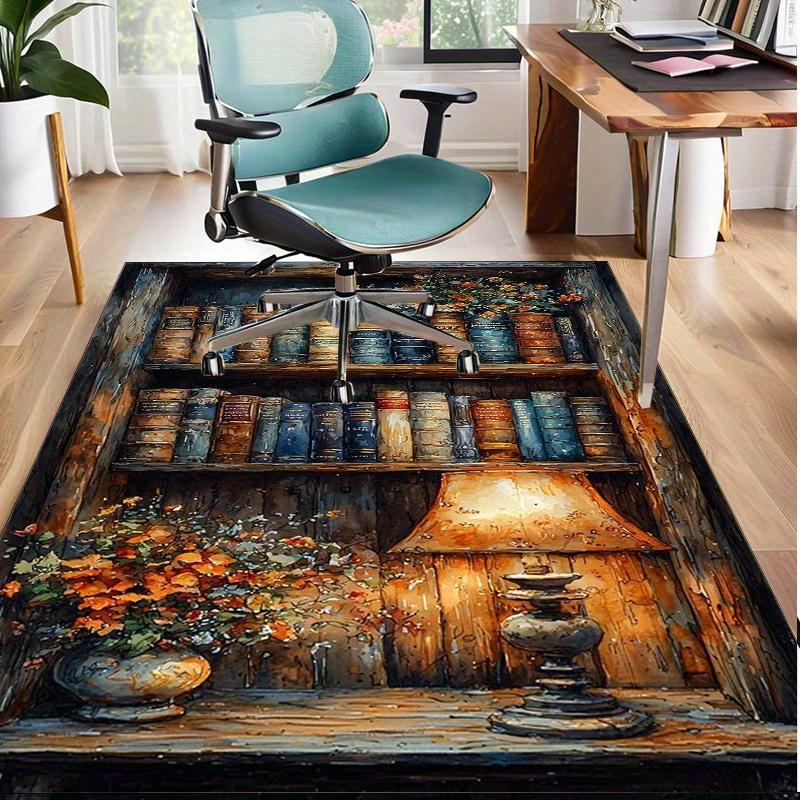 

Vintage Library Rug for Study RoomBookshelf Patterned Carpets,Classic Home Decor Elements Anti slip carpet can be machine washed 60cm x 90cm