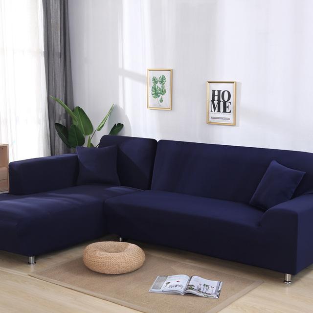 Sofa Cover Spandex Solid Color Elastic Sofa Cover For Living Room 1 /2 /3 /4 Set Seater Sectional Corner Slipcovers Sofa L Shape
