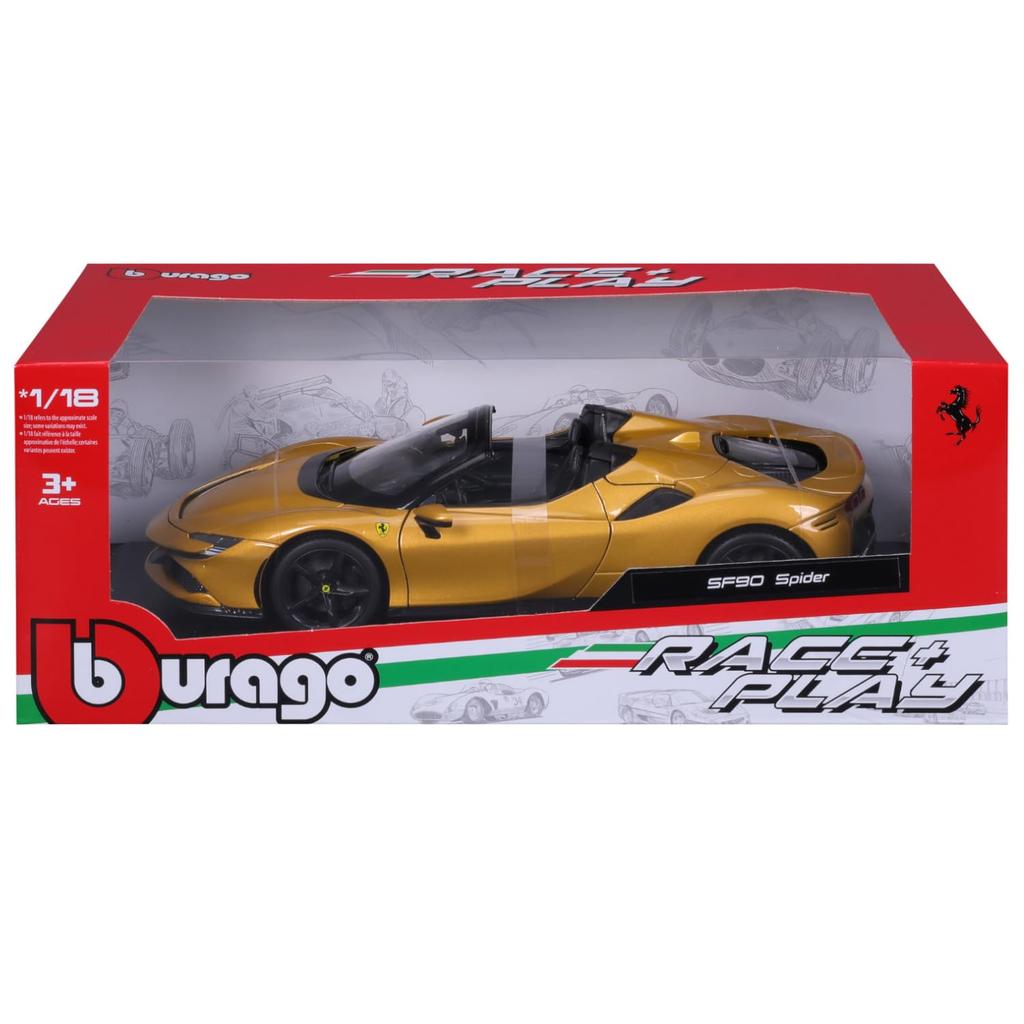 Bburago Scale Ferrari SF90 Stradale Spider Gold Diecast Model Finished GD 1/18 / Car, Model, 18-16016