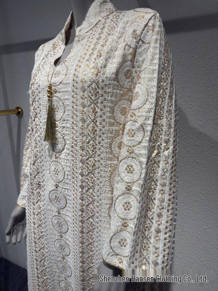 Elegante Abaya da Sera Ricamata con Paillettes L223 Mediorientale per Donne Musulmane