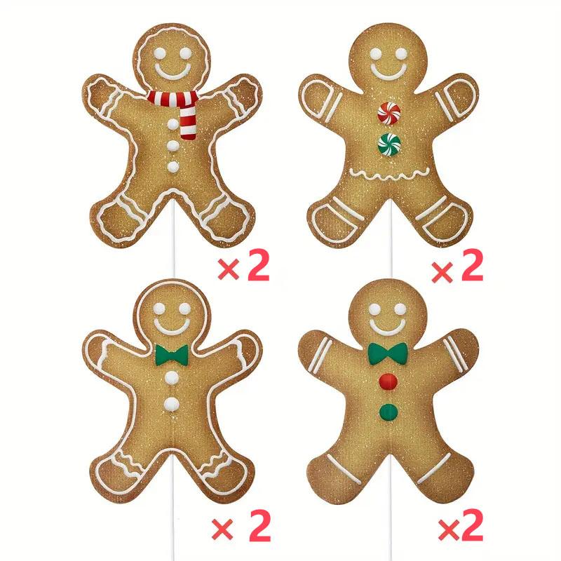 

Большие пряничные человечки, елочные украшения, деревенские пластиковые пряничные украшения, для праздничного дома, декора вазы в офисе 8pcs