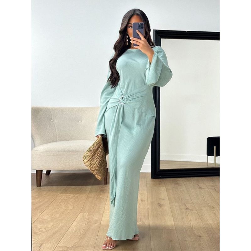 Spring & Fall Middle East Ethnic Clothes 2024 Elegance Bell Sleeve Work Clothing Robe Tight Waist Fishtail Dress Dresses