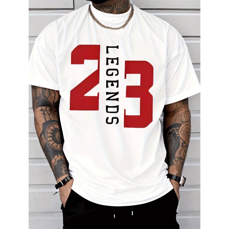 European Sizes Men's T - Shirt Casual Street Style 23 Legends Number Graphic Print Short Sleeve T - Shirt Men'sFashion Adults Men Casual