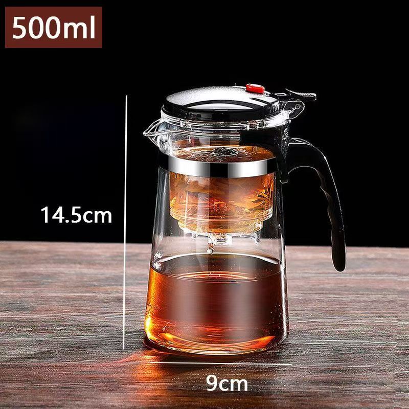 High-temperature resistant and elegant cup, household tea set, one-click tea and water filtration, glass teapot cover
