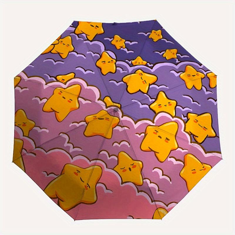 1pc Stars Clouds Auto Open/close, All-Season Portable Folding Umbrella for Women & Men, Travel, Everyday, Formal Events - Compact Luxury Parasol, Outd
