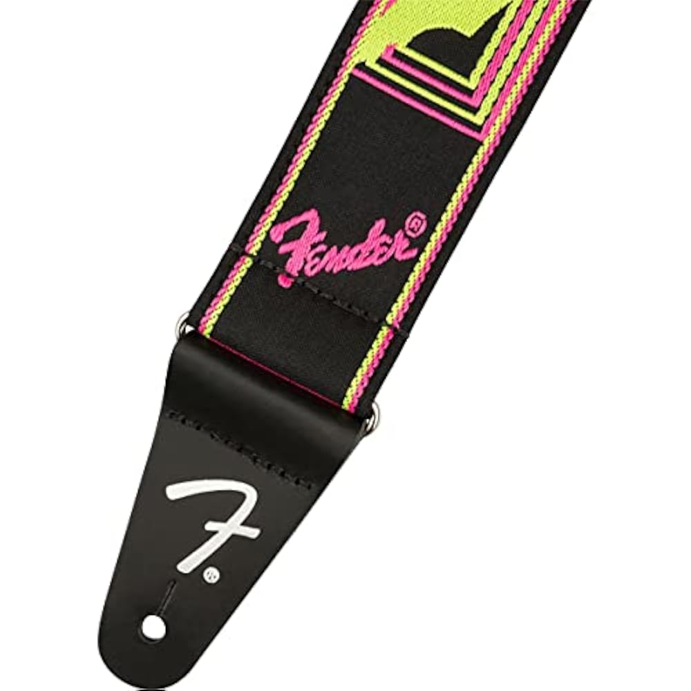 Fender Strap Neon Monogrammed Strap, Yellow/Pink