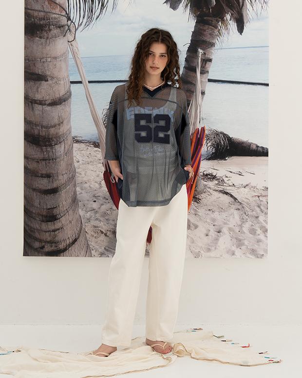 EDENIK Ezs4Ts04Iv 52 Crew Mesh Short Sleeve T-Shirt (Ivory