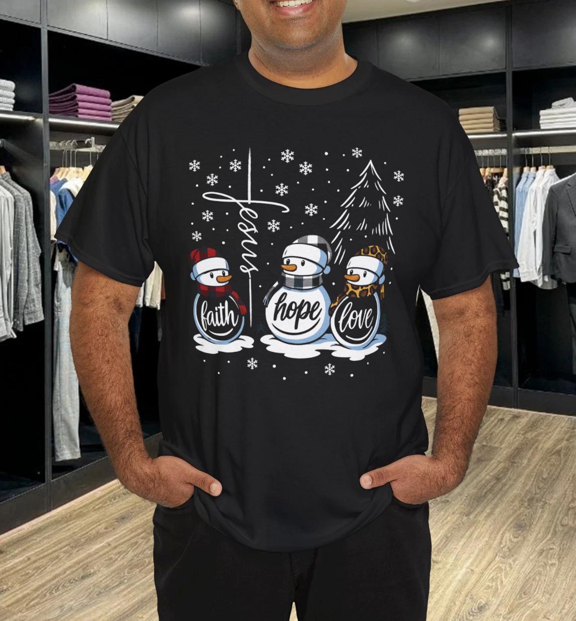 Faith Hope Love Snowman Christmas T-Shirt 3XL