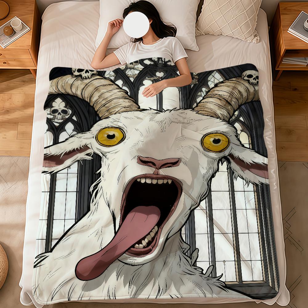 Alternative Gothic Spooky Goat Face art soft warm plush blanket dormitory sofa living room hogar bedroom gift nap home Flannel