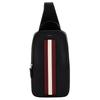 Bally Mythos Palladium Tone Metal Accessories Recycled Cowhide Chest Bag Crossbody Bag Men Bags Black Red 6308465