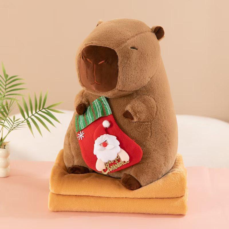 Kapibala Capybara Ugly Cute Doll Kapibala Car Office Air Conditioning Pillow Quilt Nap Blanket Two-in-One