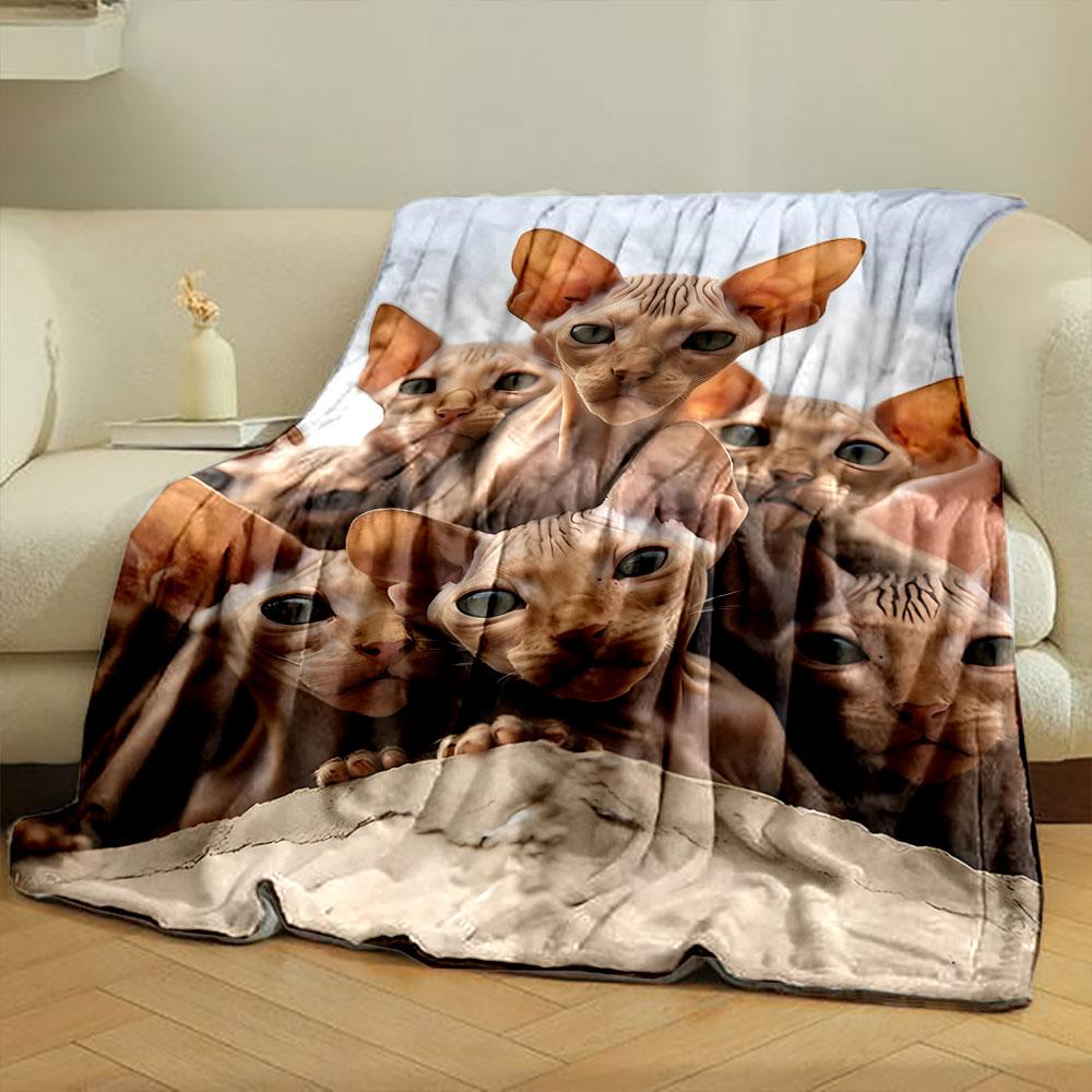 Hairless Cats Cluster Blanket bedroom Blanket for Livingroom Couch lunch break Soft throw for Friend's festival Gift
