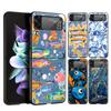 Blue Ocean Fish Hard PC Phone Case For Samsung Galaxy Z Flip 7 6 5 4 Black Cover For Galaxy Z Flip 3 Foldable Fundas Shell Capas