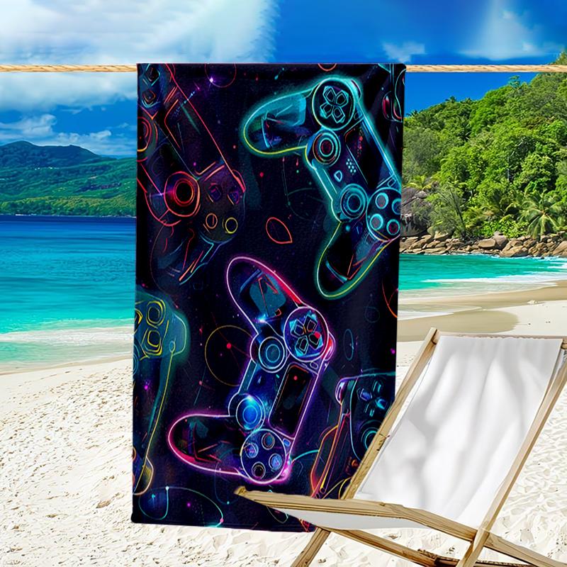 Ultra-Soft Beach Towel with Game Controller Theme,Ideal for Pool - Camping, Diving - Perfect Travel Essential, Vibrant Beach Towel.