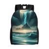 Trippy Landschaft Abstrakter Meerblick Blitz Schulranzen Tägliche Coole Ästhetik Rucksack Große Kapazität Laptop-Tasche Für Teenager