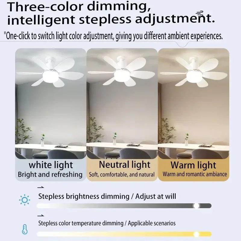 E26/E27 Socket Ceiling Fan Lights Ultra-Quiet with Remote Control 6 Blades Adjustable 3-Speed Airflow for Home Bedroom Lighting
