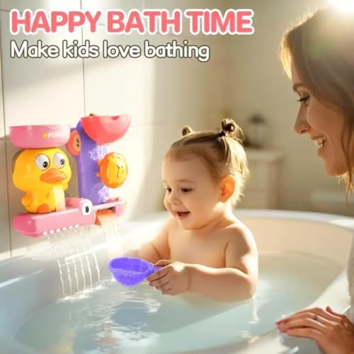 Baby-Badespielzeug für 1-3-Jährige mit 3 Saugnäpfen, interaktivem Wasserrad & Gießkanne, Badespielzeug-Geschenk für Jungen & Mädchen