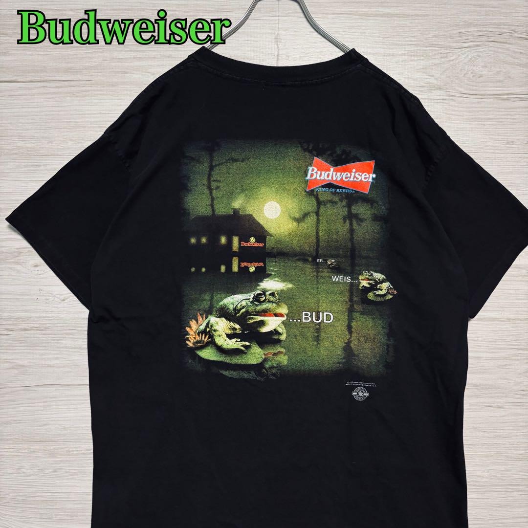 

[USED] Hard-to-find Budweiser T-shirt, size XL, frog design, imported, used clothing