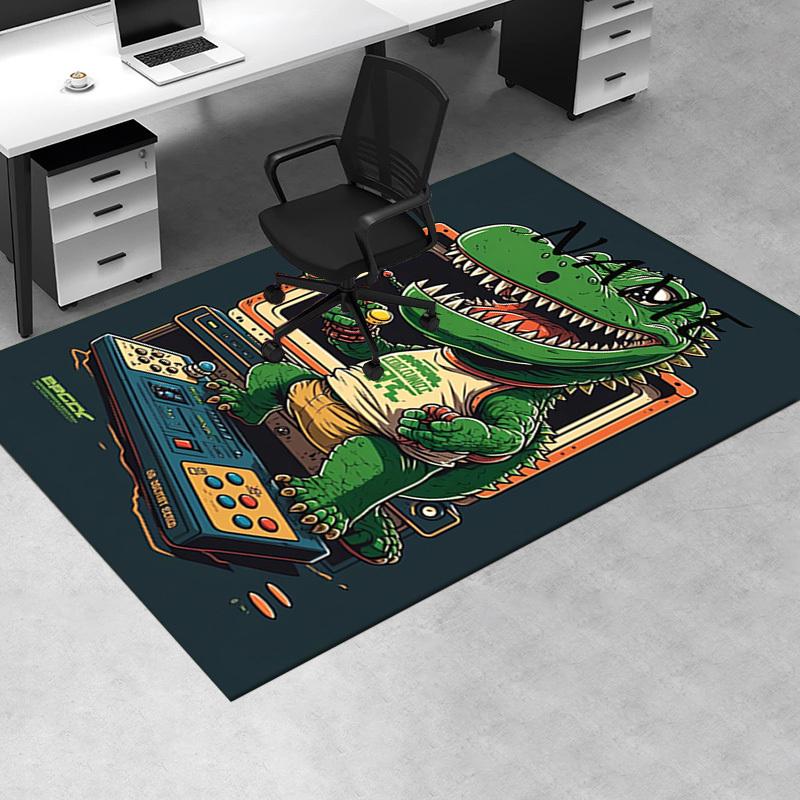 Crocodile, Retro, Gaming Office Carpet Soft Polyester Entrance Carpet Washable Non slip Machine Wash