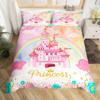 Rainbow Castle Duvet Cover King Queen Kids Girls Cartoon Girly Bedding Set Princess Castle Comforter Cover Bedroom Quilt Cover