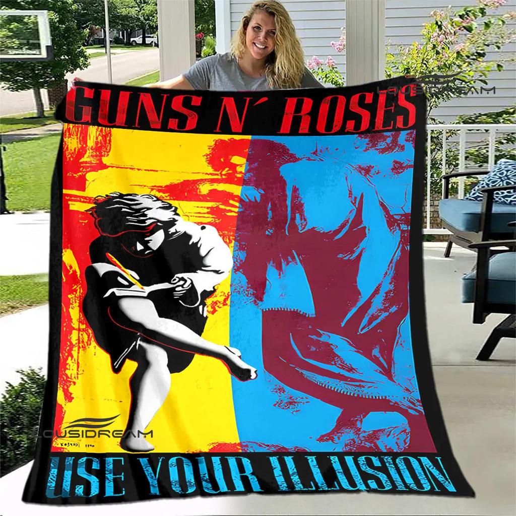 Guns n'roses band retro print blanket Flannel Soft Comfort Blanket Home Travel Blanket Kids Warm Blanket birthday gift