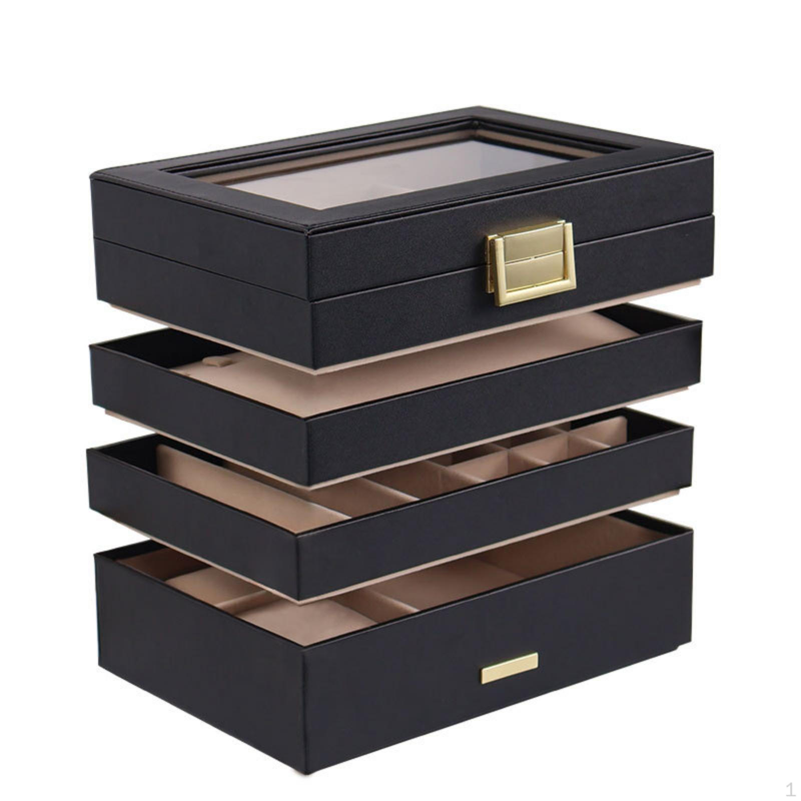 Jewelry Box with Clear Window Preserving MultiLayer Transparent for Vanity, Dresser