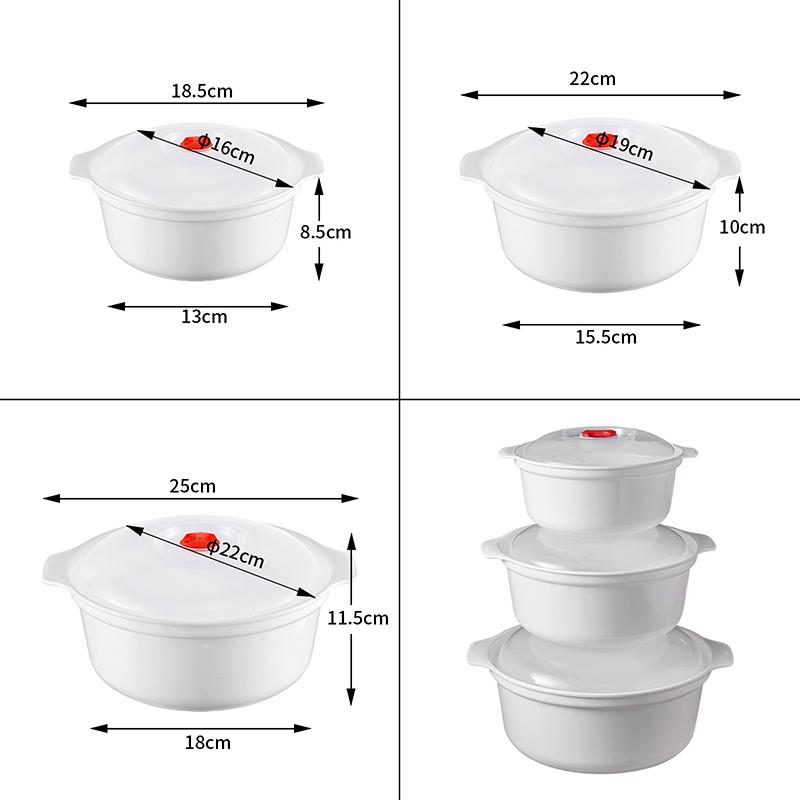 3pcs Set Microwave Oven Special Box Heated Containers Soup Pot Rice Steamed Hot Steamed Buns W/ Lid Eco-friendly Food Grade Tool
