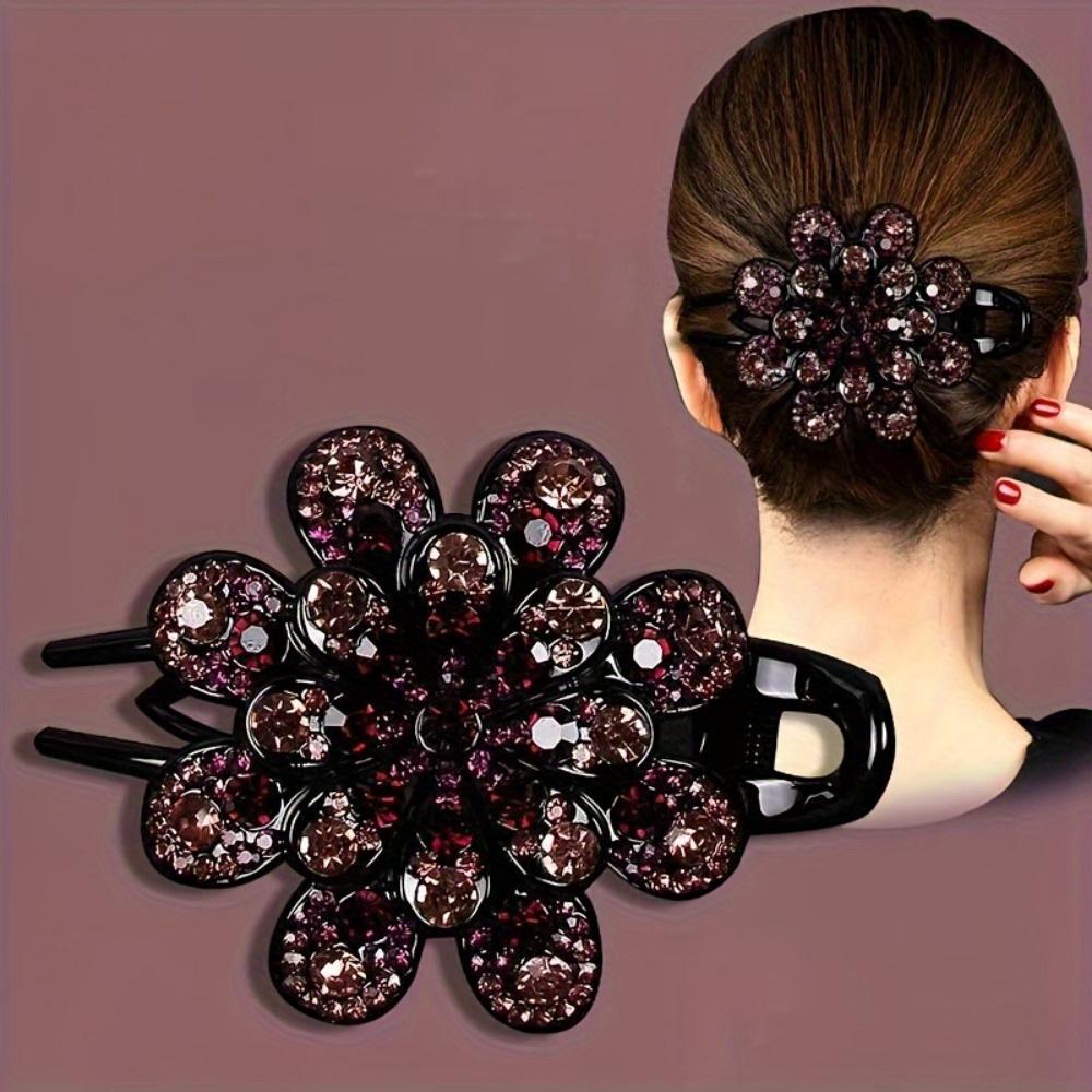 Elegant Vintage Flower Crystal Hair Clip-Large Duckbill Hair Accessory,Flower Shape,Ideal Mother's Day and Valentine's Day Gift